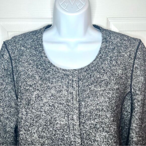 LOFT Pocket Chic Tweed Wool Cotton Blend Blazer Jacket Marled Grey Black 8 - Picture 3 of 13